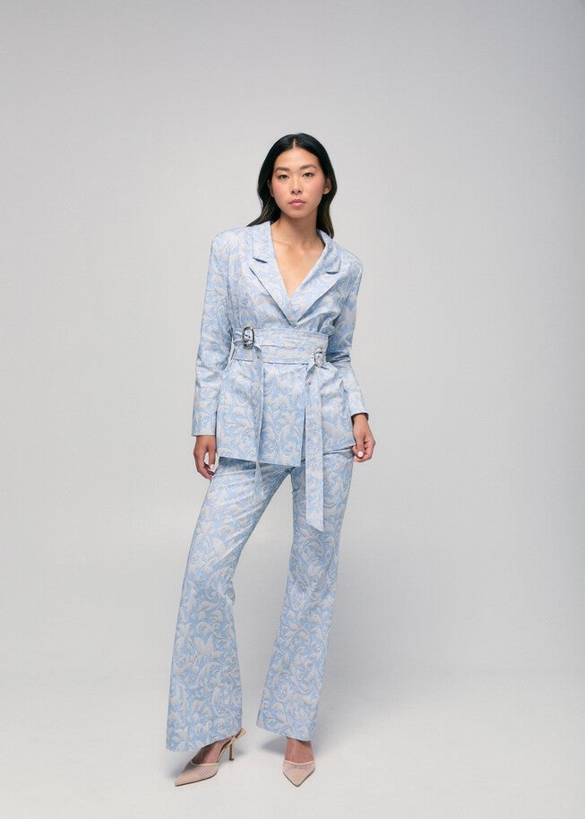Twill Printed Flared Pant, Blue / Light Blue, alternate image number 2