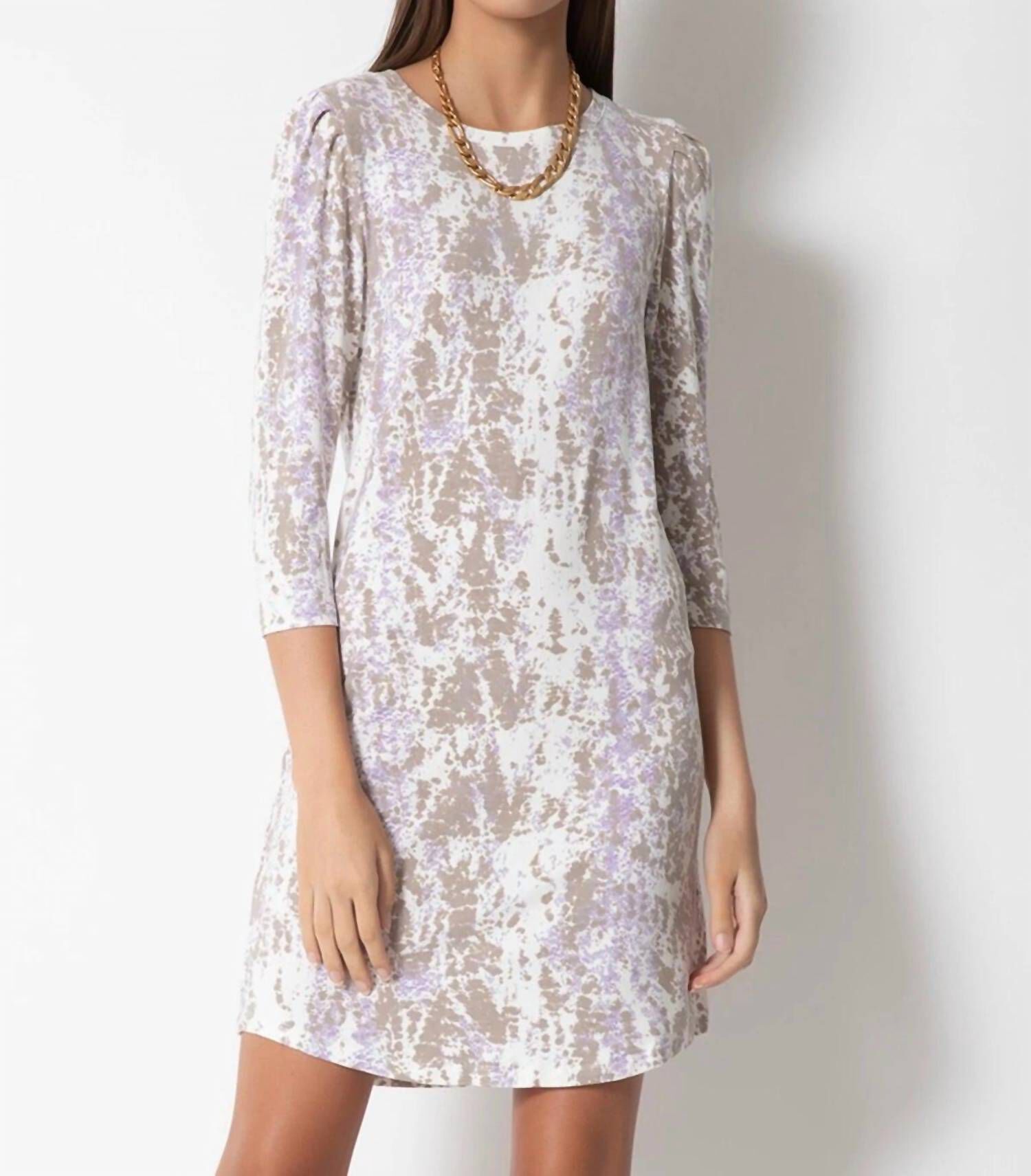 SWIRL TIE DYE SHANNON DRESS IN MUSHROOM TIE DYE, Mushroom Tie Dye / Cool Gray, hi-res image number 0