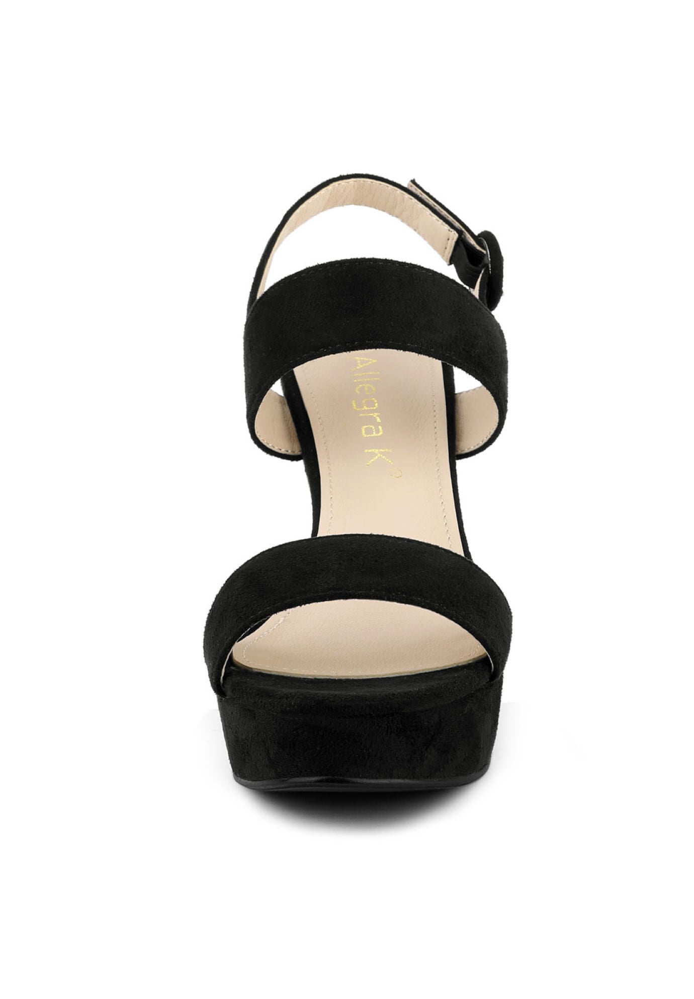 Slingback Platform Heels Chunky Heel Sandals, Black / Black, alternate image number 3
