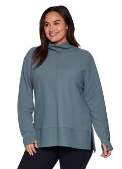 Plus Studio Jacquard Mock Neck Pullover