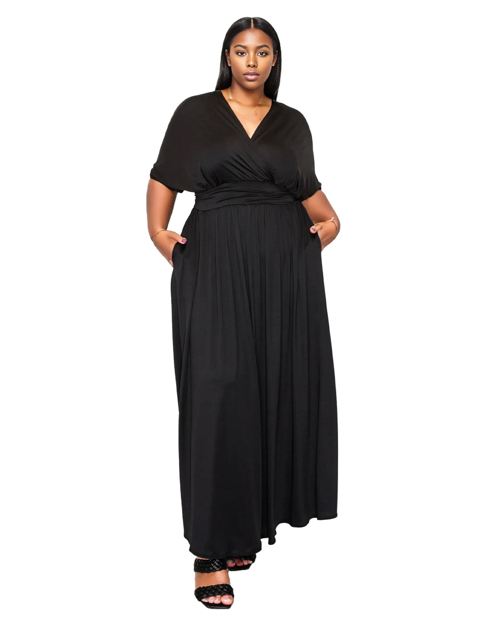 Raffi Pocket Empire Waist Maxi Dress, Black / Black, hi-res image number 0