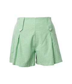 Smak Parlour Green & White Gingham Pleated Shorts