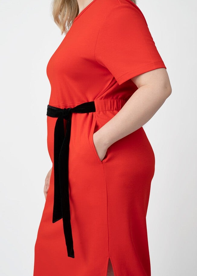 COOLROSE™ LUXE KNIT PLUS SIZE MIDI DRESS, Poppy / Red, alternate image number 2