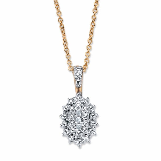 Pave Diamond Accent Two-Tone 18k Gold-Plated Cluster Pendant Necklace 18 inches-20 inches, White / White, hi-res image number 0