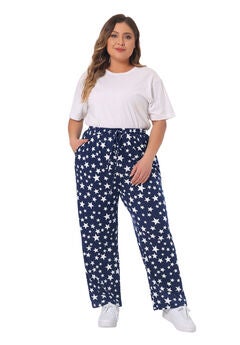 Star Print Nightwear Lounge Pants with Pocket