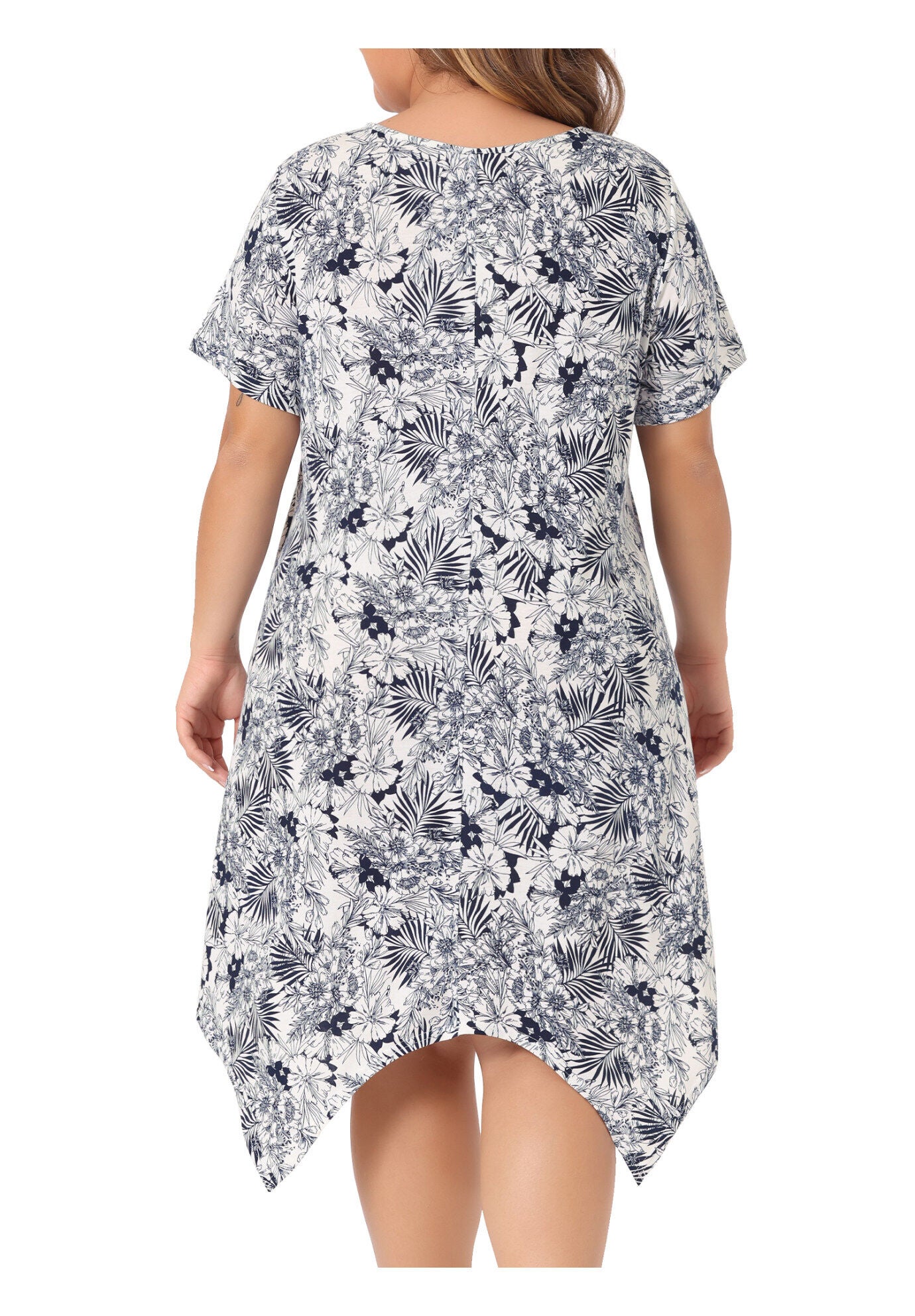Floral Print Sleepdress, Navy Blue / Navy, alternate image number 3