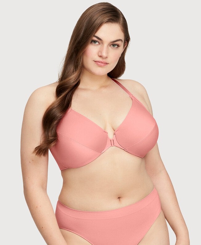 Front-Closure Smoothing WonderWire Bra, Apricot / Pink, hi-res image number 0