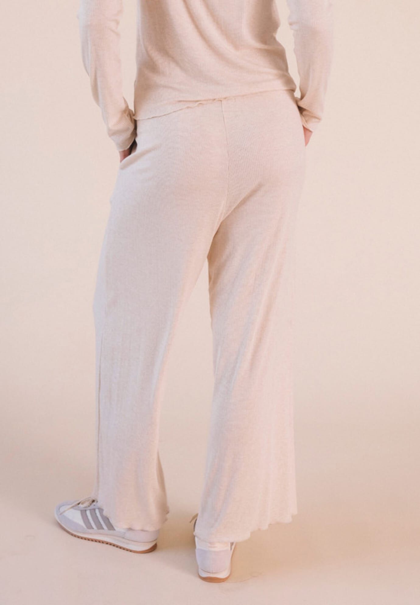 Hedy Ribbed Modal Lounge Pant, Heather Almond / Beige, alternate image number 1