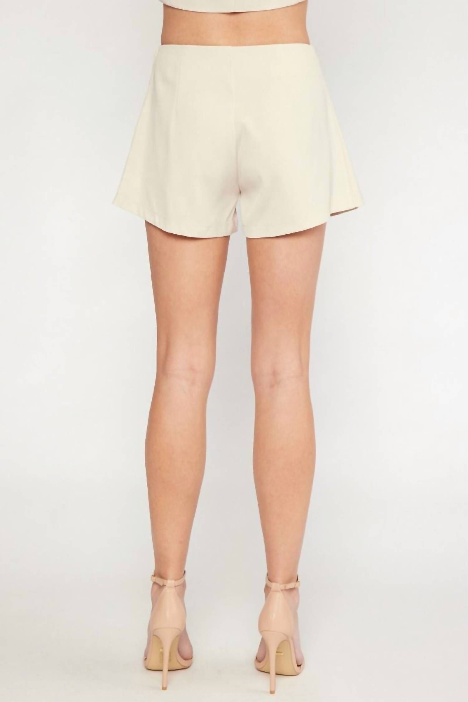 Front Flap High-Waisted Shorts In Natural, , alternate image number 2