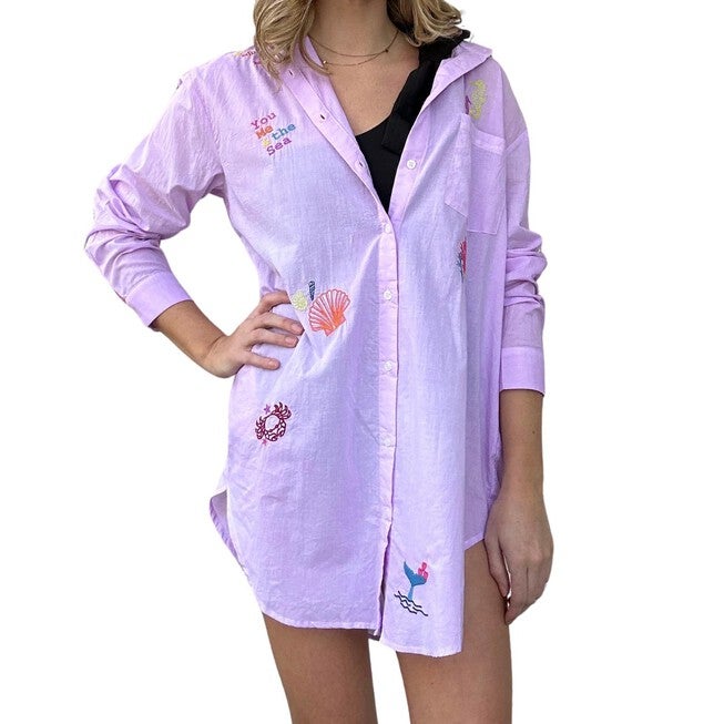 NAUTICAL SHIRT DRESS - ONE SIZE, Pink / Pink, alternate image number null