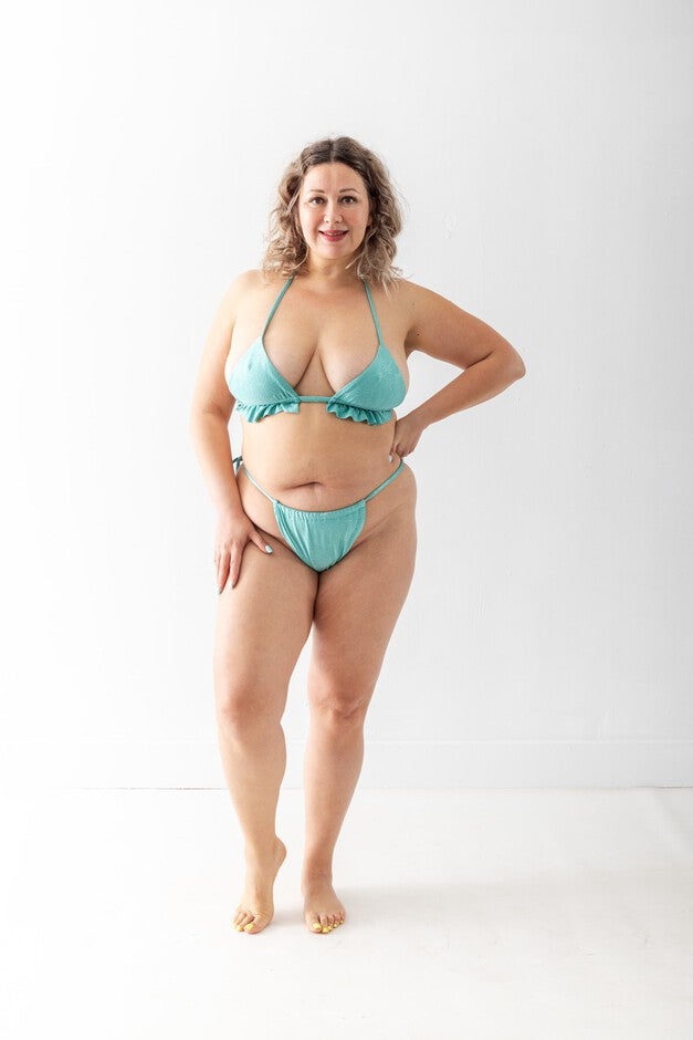 MINT Palm Tree Print Bikini Bottom, Mint / Mint, alternate image number null