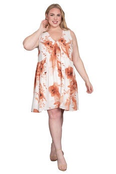 Floral-Print Tulip Hem Contour Bust Mini Shift Dress
