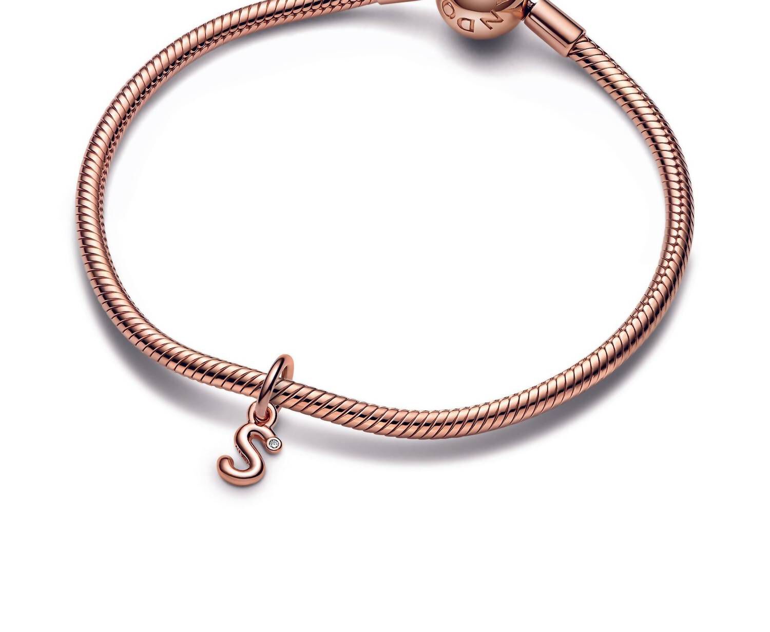 LETTER S SCRIPT ALPHABET DANGLE CHARM IN ROSE GOLD, , alternate image number 5
