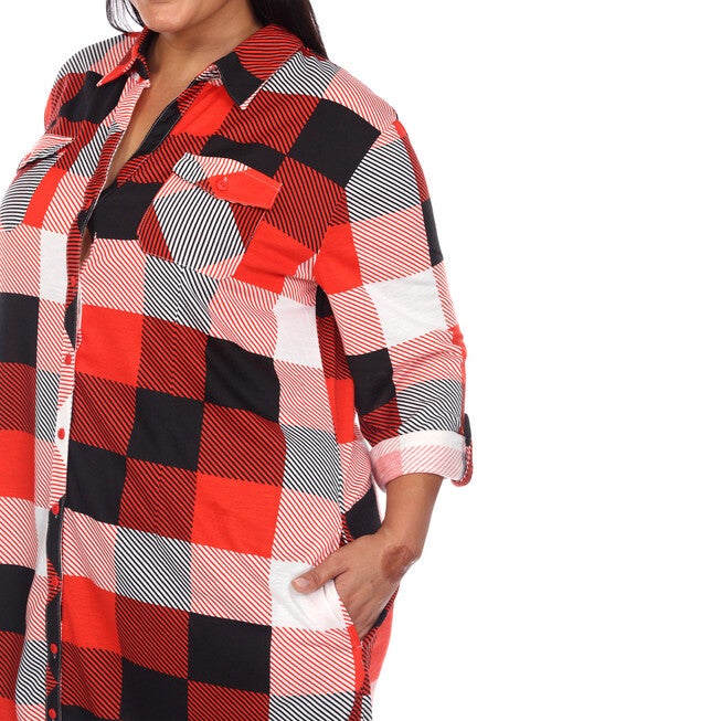 Plaid Button Down Tunic Shirt, , alternate image number 9