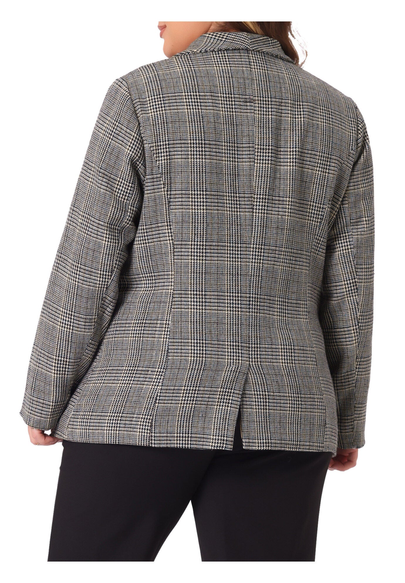 PLAID LAPEL SINGLE BREASTED BLAZER, Black Brown / Brown, alternate image number 3
