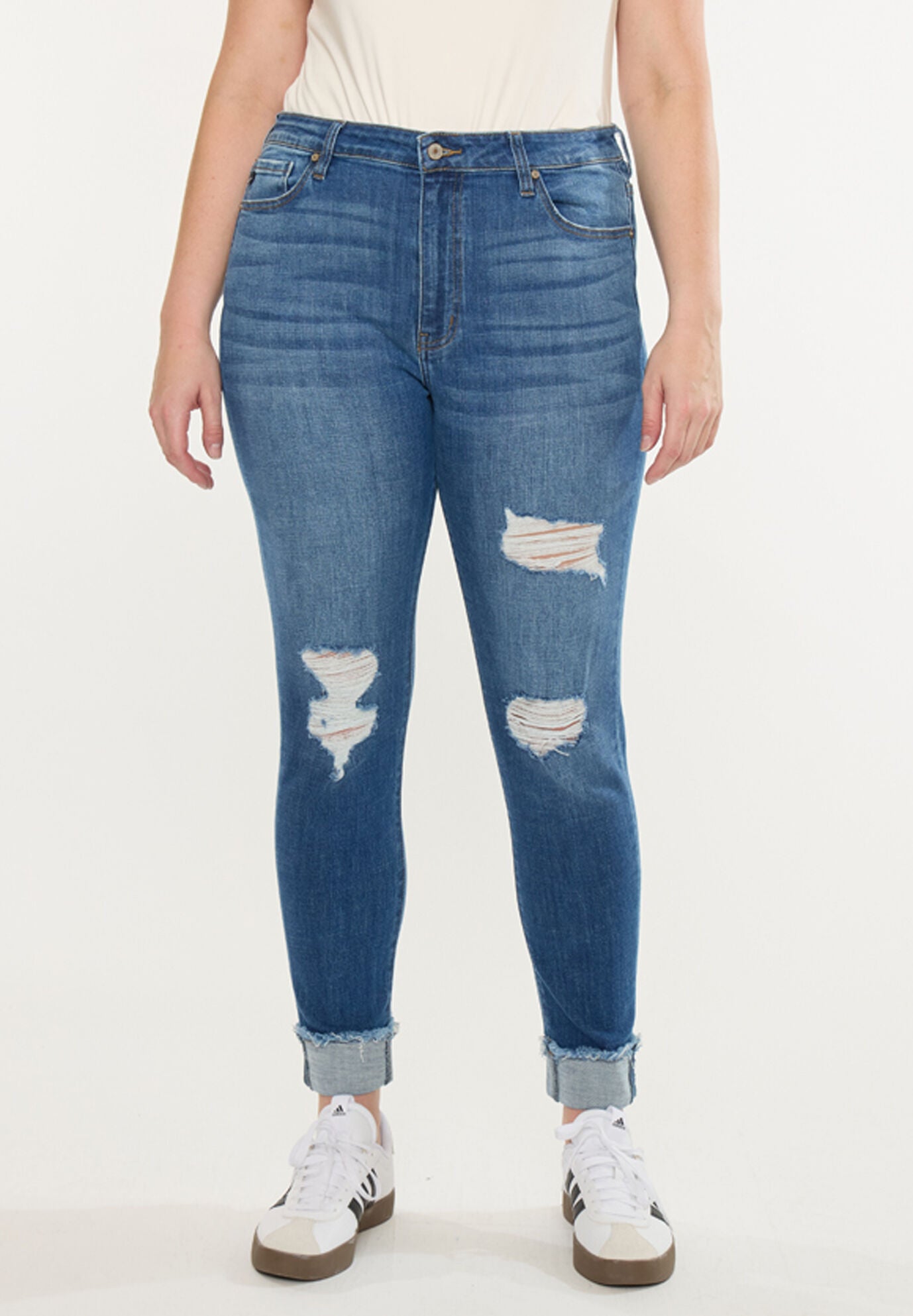 Stevie Mid Rise Ankle Skinny (Plus Size), Medium Wash / Medium Wash, hi-res image number 0