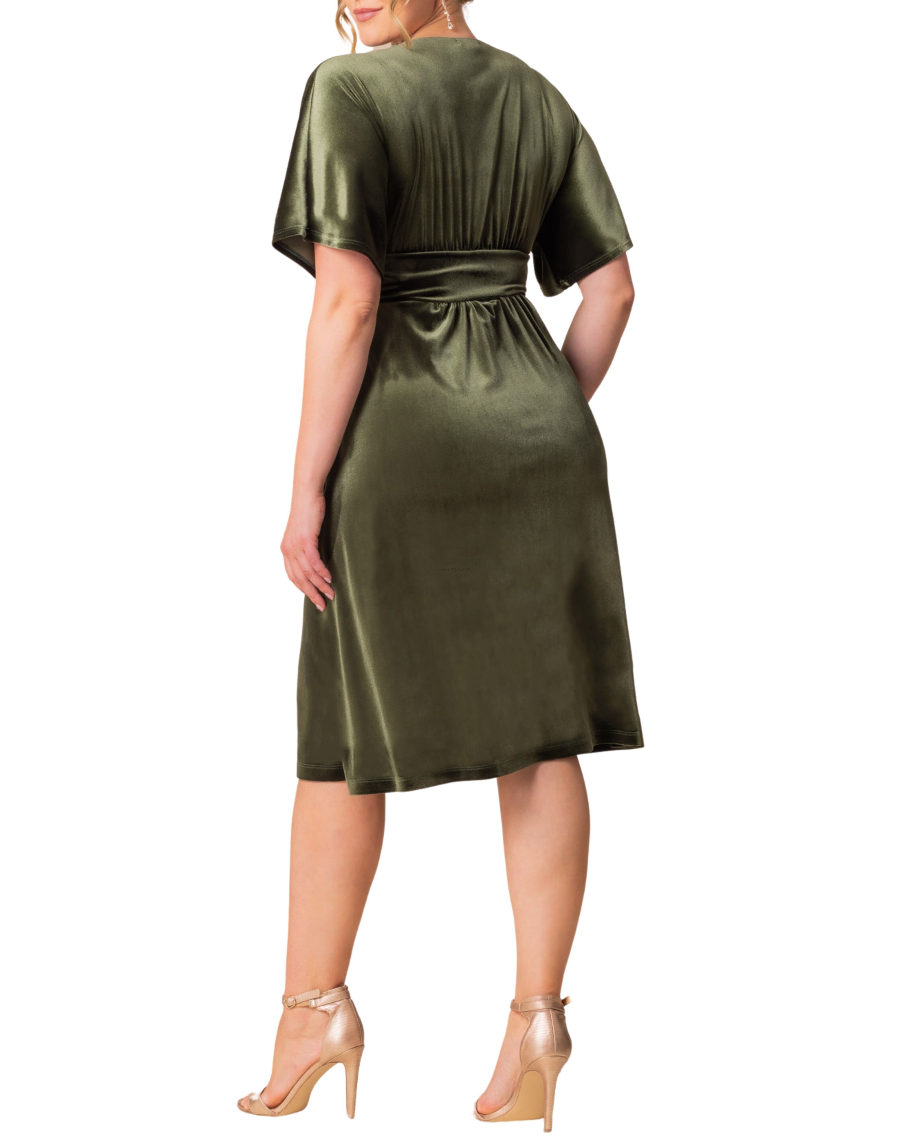 ANGELIC VELVET COCKTAIL DRESS, OLIVE / Olive Green, alternate image number 1