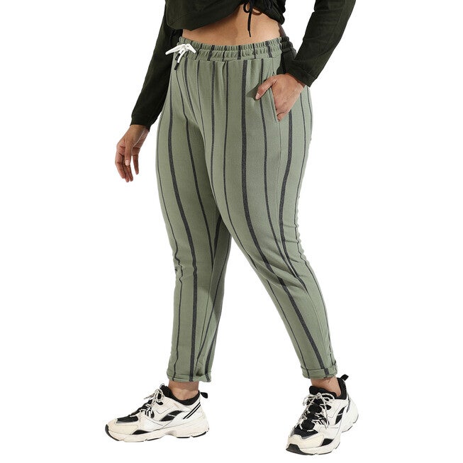 Women Olive Striped Active & Evening Trackpant, Sage Green / Sage Green, hi-res image number null