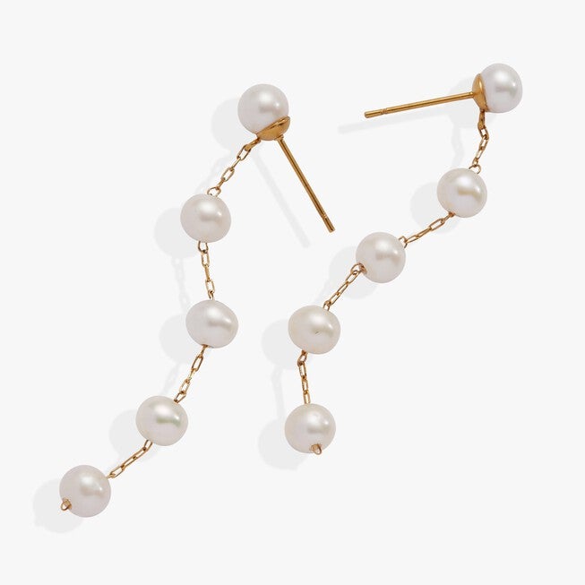 Freshwater Pearl Drop Earrings, Gold / Gold, alternate image number 1