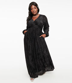 1970s Black Spiderweb Maxi Dress