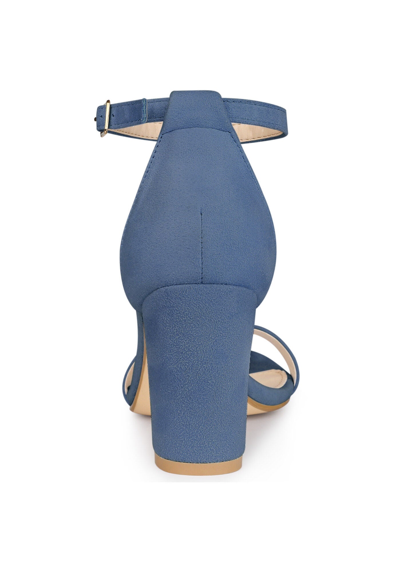 Buckle Ankle Strap High Chunky Heels Sandals, Haze Blue / Dusty Blue, alternate image number 2