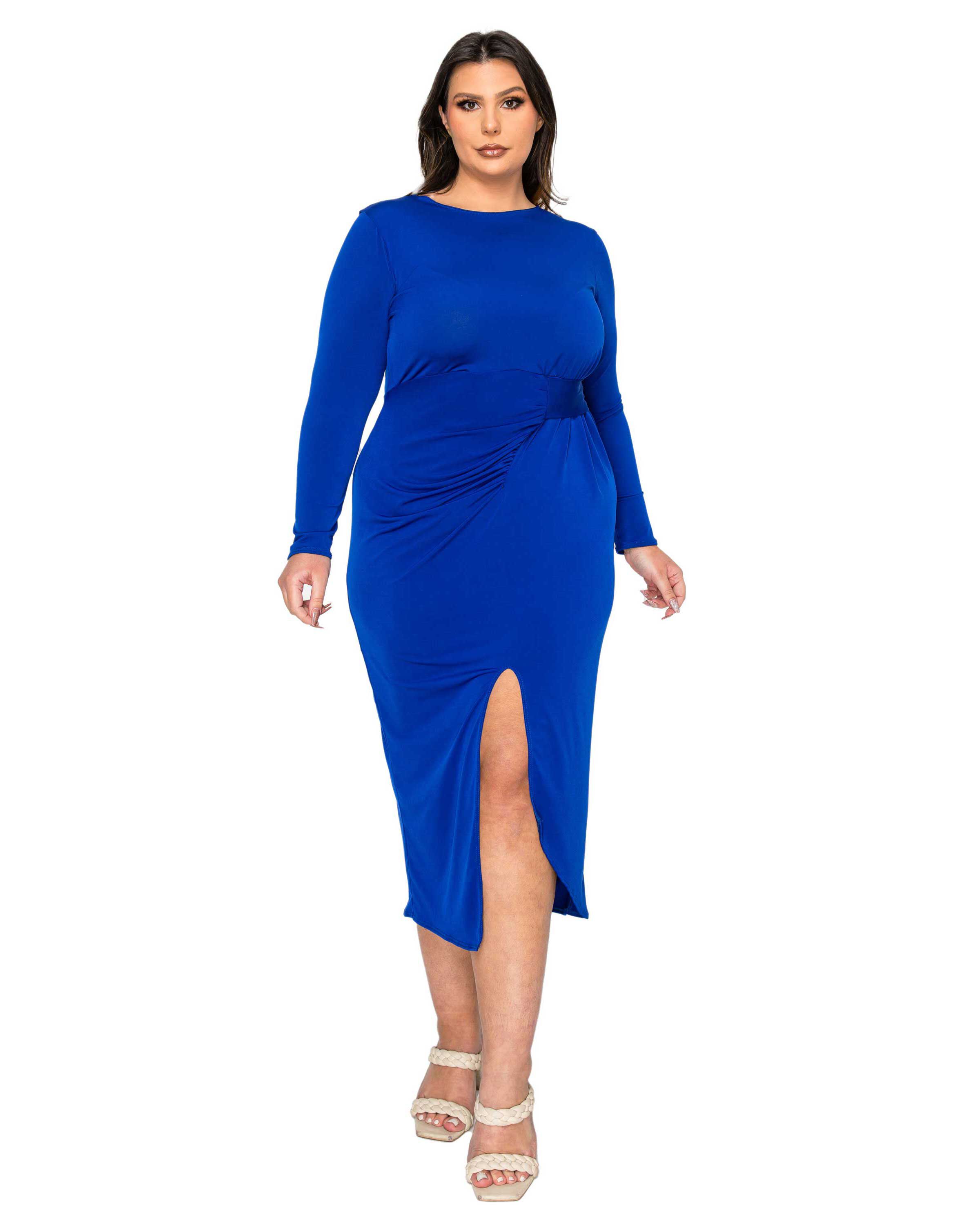 Estelle Ruched Bodycon Midi Dress, Royal / Royal Blue, hi-res image number 0