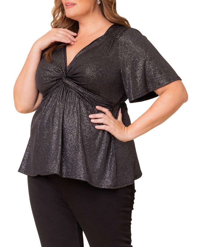 GALAXY GLITTER TWIST TOP, SILVER STARLIGHT / Silver, alternate image number 3