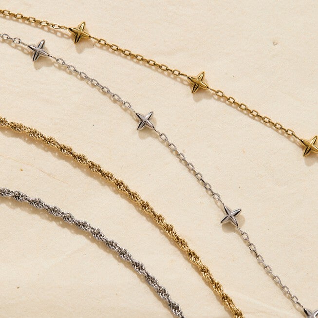 Mini Rope Chain Anklet, Gold / Gold, alternate image number 2