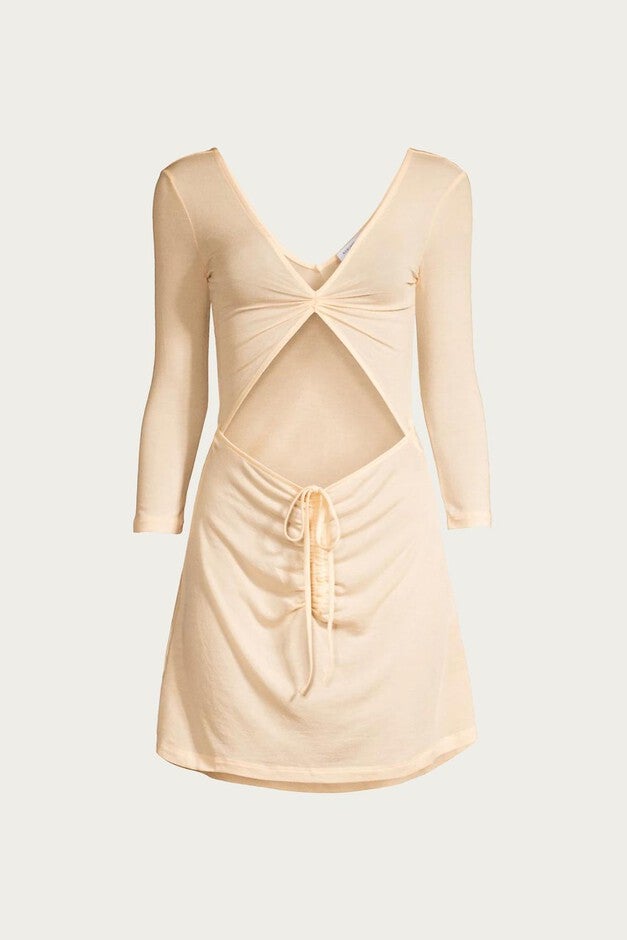 CUTOUT T-SHIRT DRESS IN BEIGE, , alternate image number null