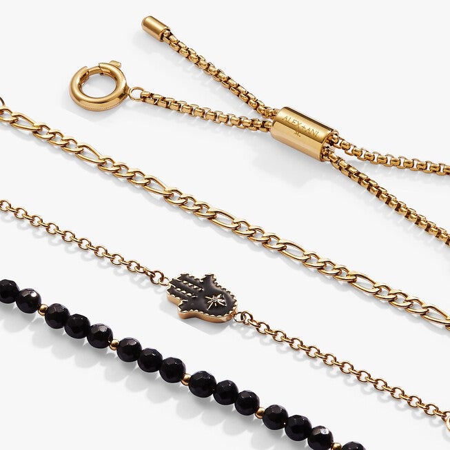 Hamsa Stranded Bracelet Set, Gold / Gold, alternate image number 1