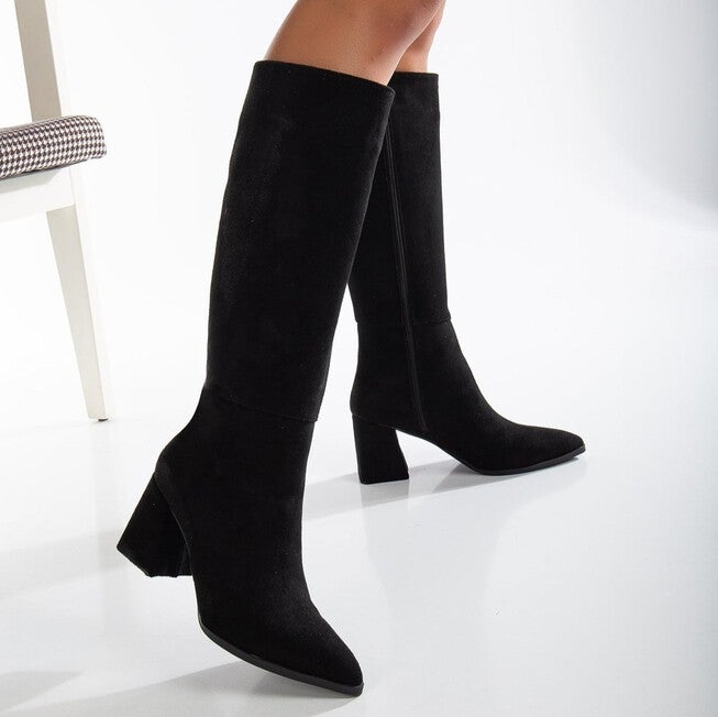 VALERIE - BLACK SUEDE KNEE HIGH BOOTS, BLACK / Black, alternate image number null