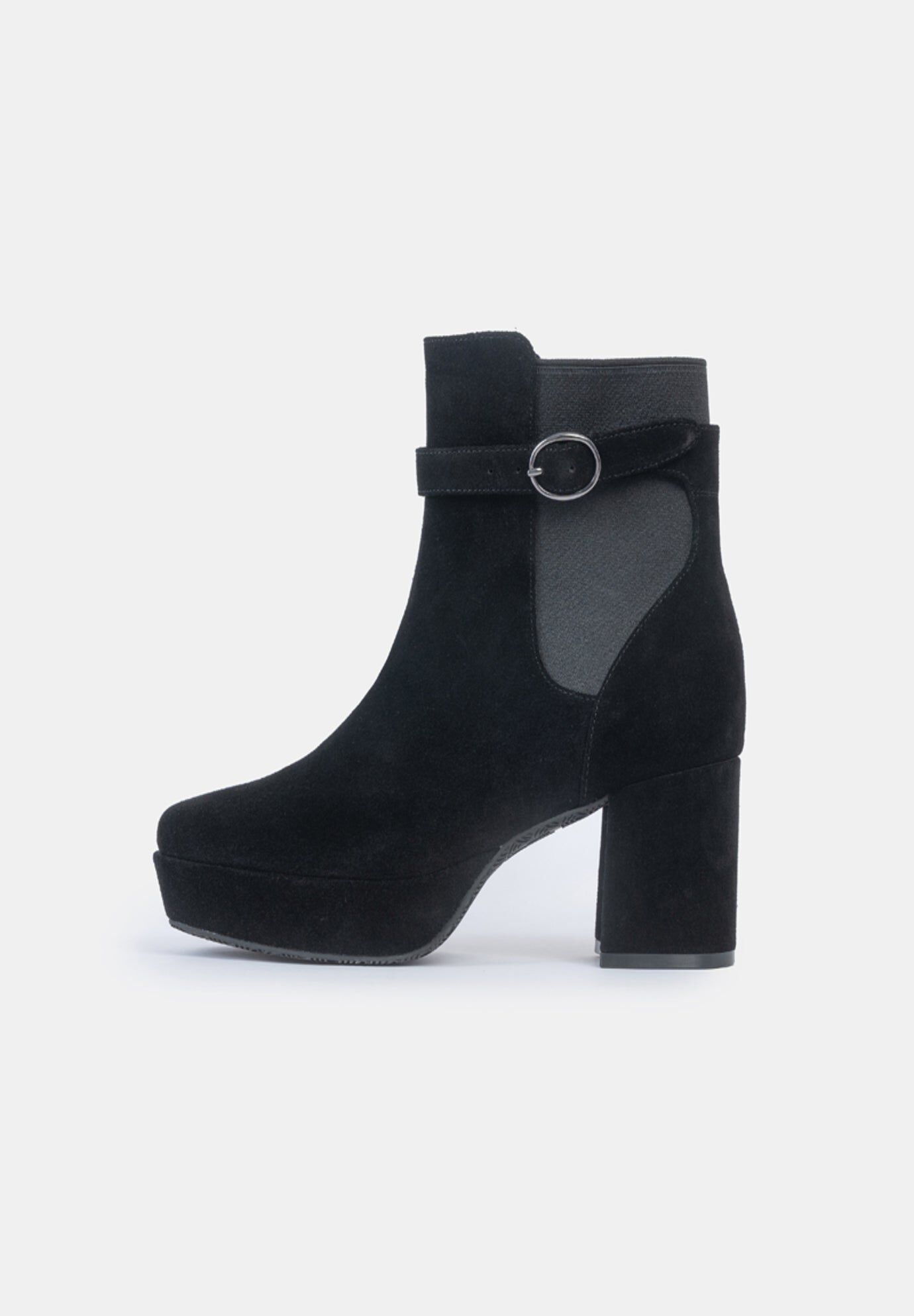 Janis Platform Chelsea Bootie, Black Suede / Black, alternate image number 3