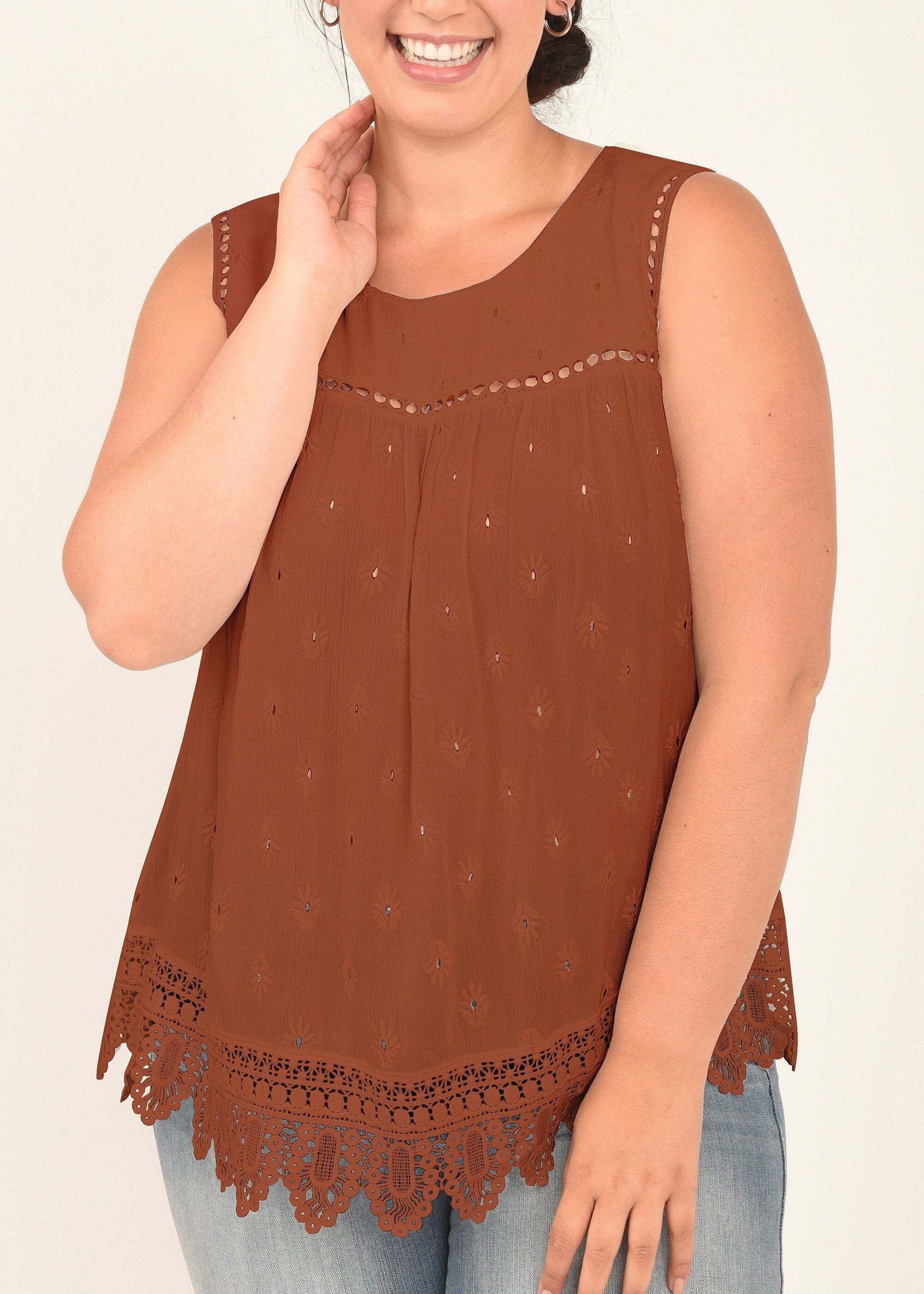 Addison Auburn Lace Blouse, C396N AUBURN / Brown, hi-res image number 0