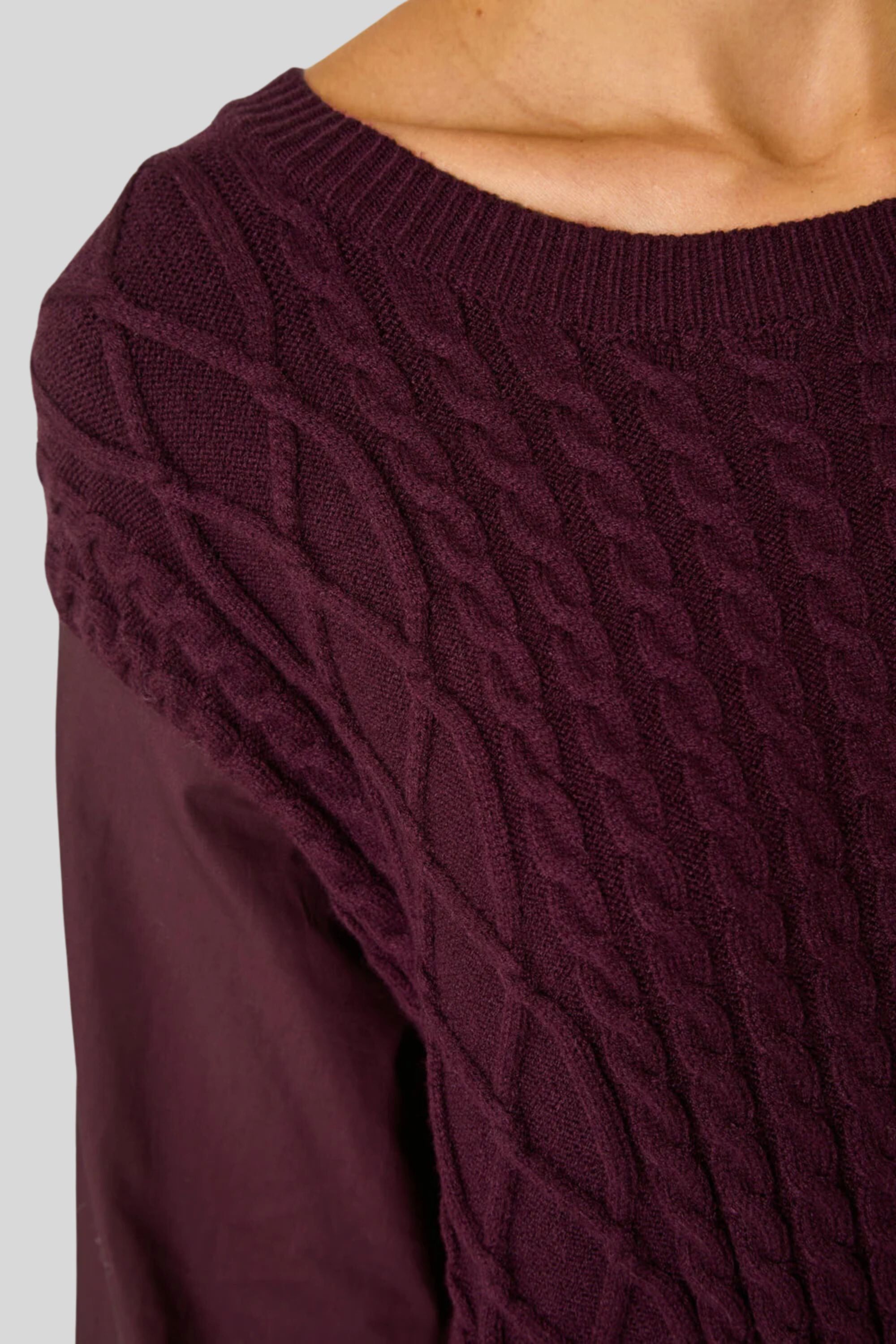 Annick - Helga Oversize Faux Layer Tunic Shirt Dress, Burgundy / Burgundy, alternate image number 2