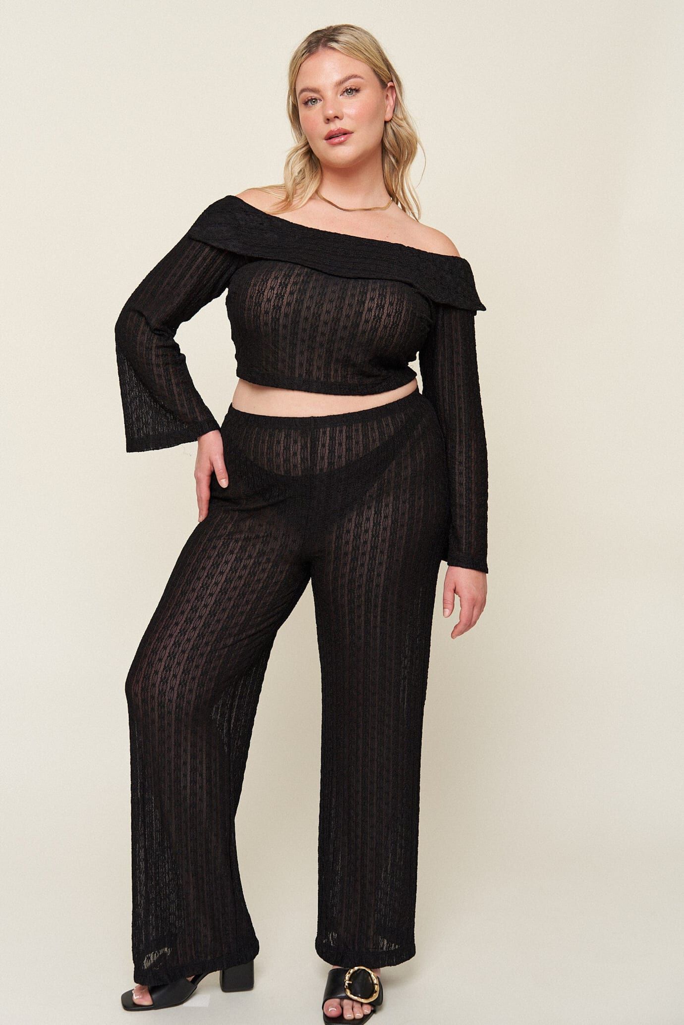 Jackie Lace Top, Black / Black, alternate image number 1