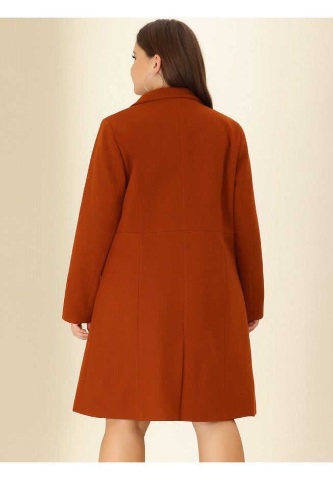 NOTCH LAPEL DOUBLE BREASTED PEA TRENCH COAT, Red Brown / Burnt Orange, alternate image number 3