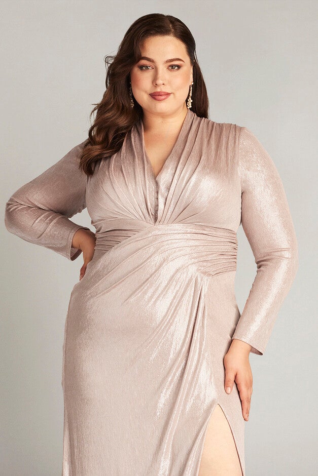 Imanie Draped Lamv© Gown - PLUS SIZE, ANTIQUE PINK / see-description, alternate image number 4