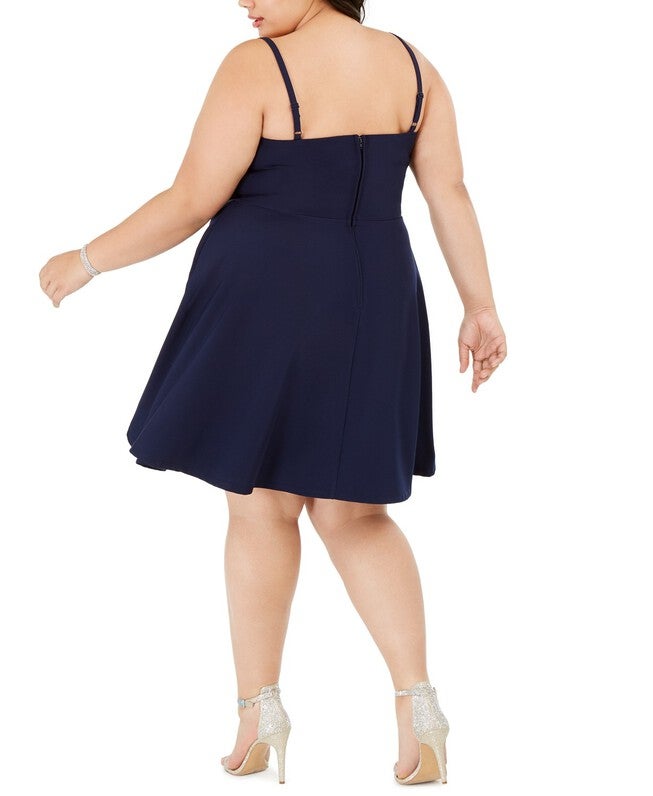 City Studios Women's Plus Size Trendy Sweetheart Dress Navy Size 20W, Blue / Navy, alternate image number 1