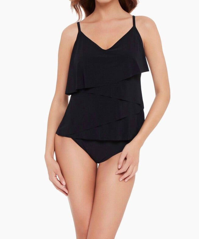 CHLOE LAYERED TANKINI TOP, Black / Black, hi-res image number null