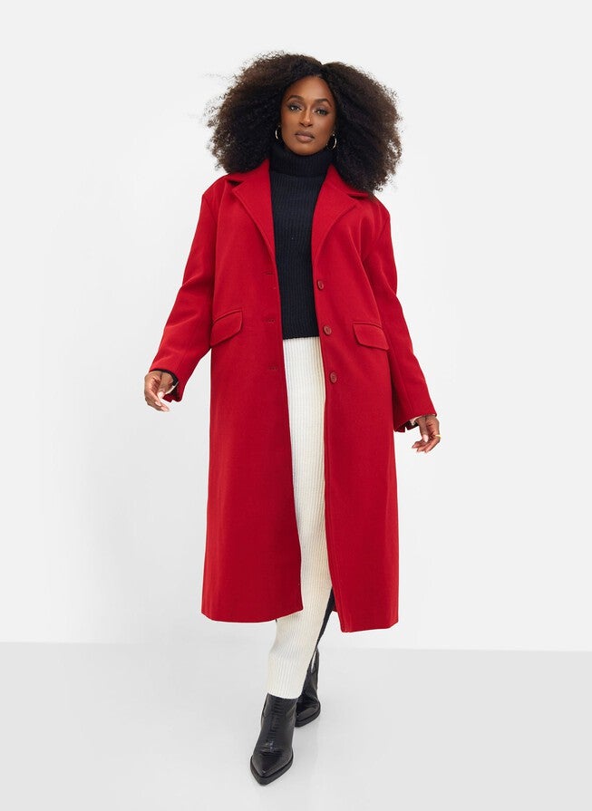 Dolce Wool Blend Double Breasted Coat - Red, Red / Red, alternate image number 2