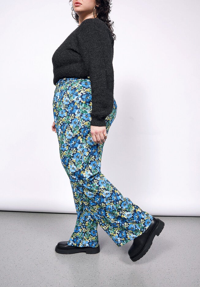 The Empower Wide Leg Trouser, CARNATIONS NAVY / Cornflower Blue, alternate image number 1