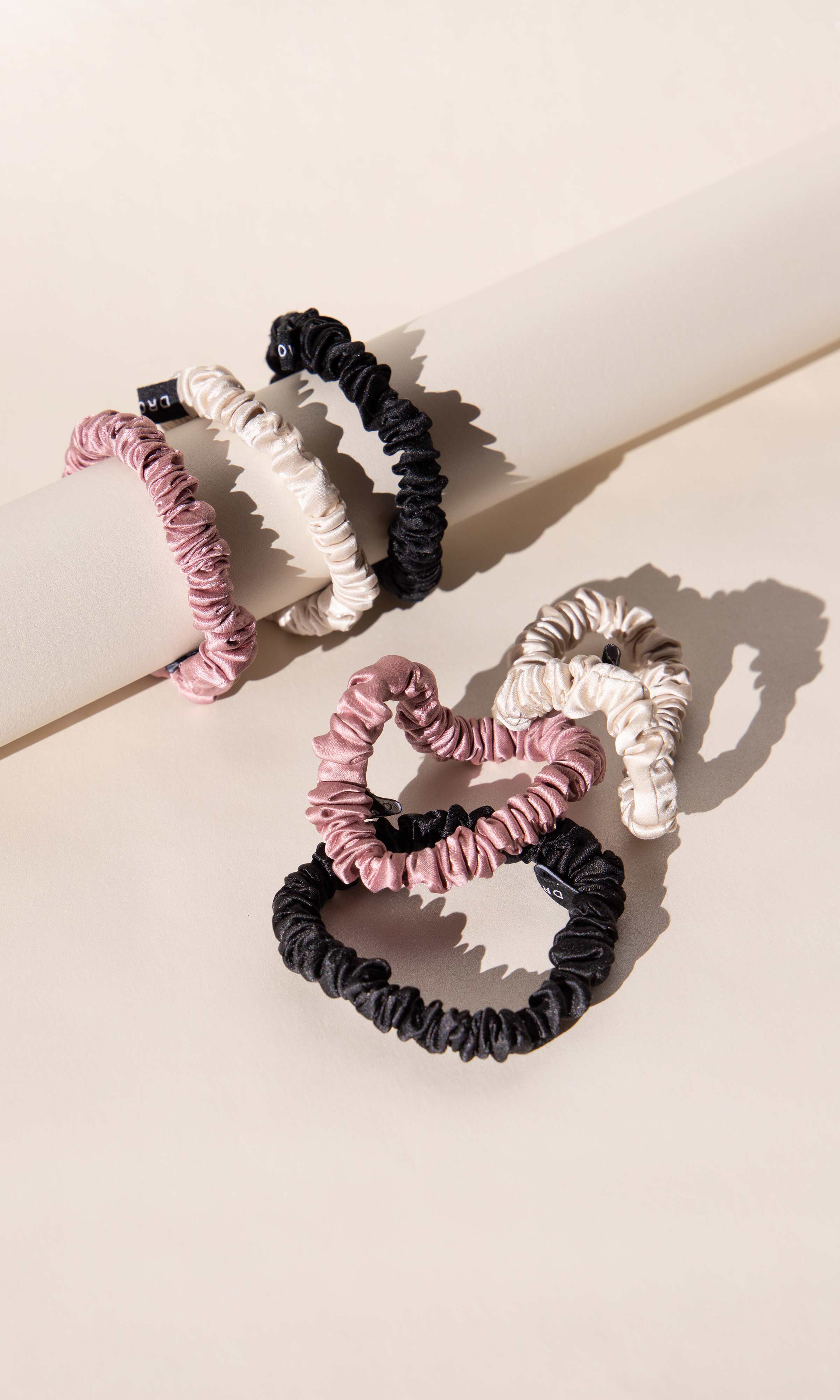 Skinny Scrunchie Set, Damask Rose / Pink, alternate image number 1