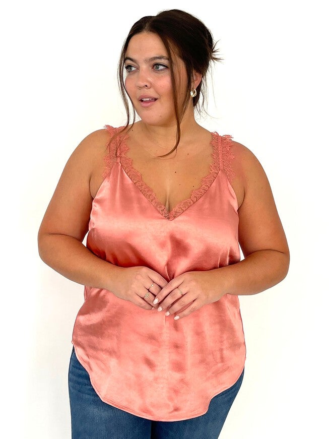 Dalea Lace Trim Cami, Terra Cotta / Pink, alternate image number null