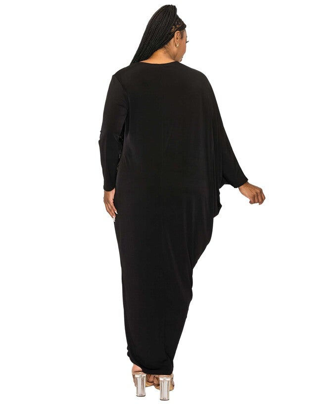 Louella Asymmetrical Maxi Dress, Black / Black, alternate image number 1