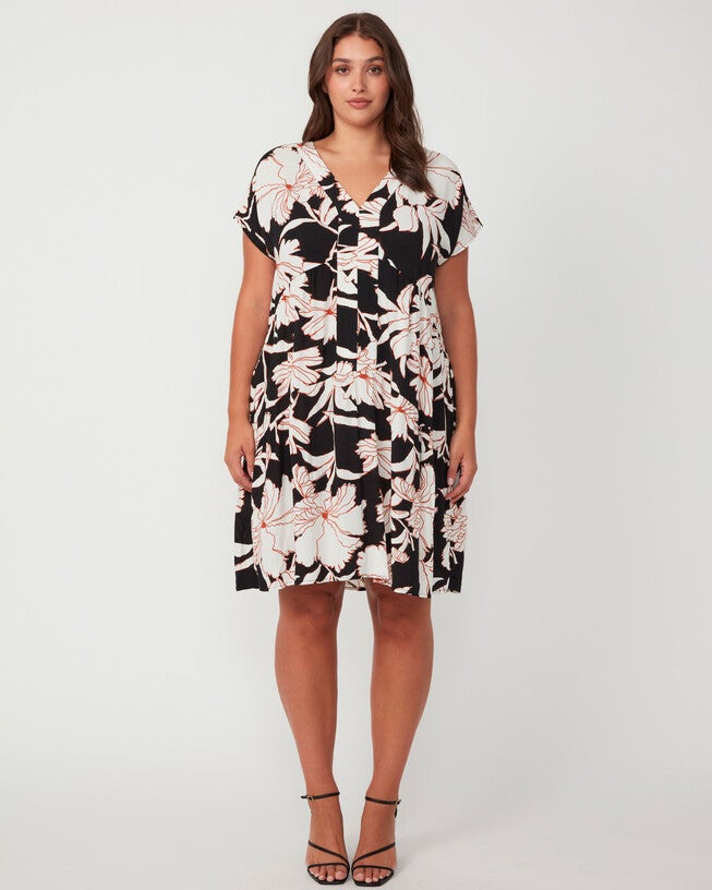 Acai Black/White Floral Dress, CreamBlack / Black, hi-res image number null