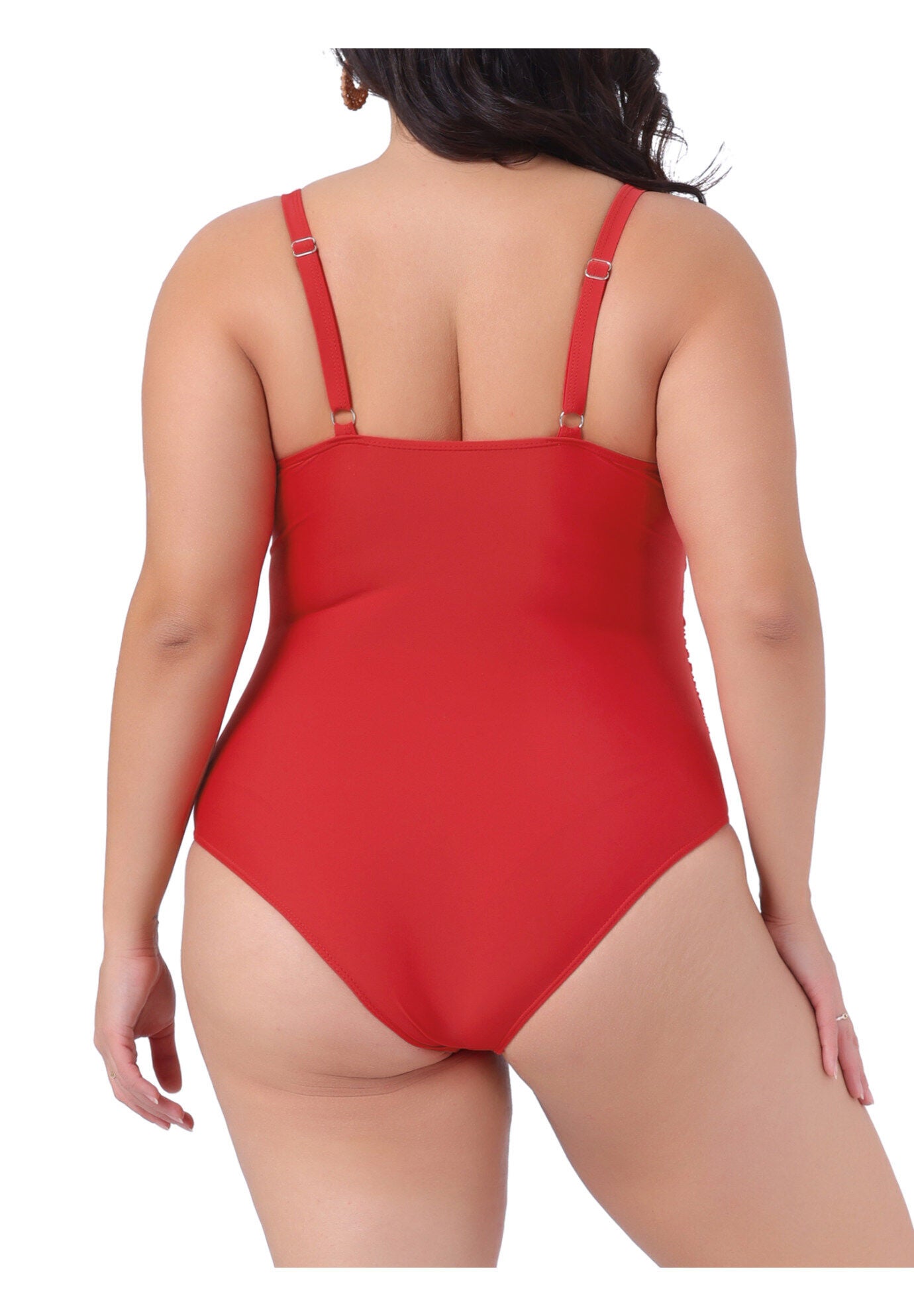 Summer Bikini Bathing Suit Ruched Padded Slim Fit Swimsuit, Red / Red, alternate image number 3