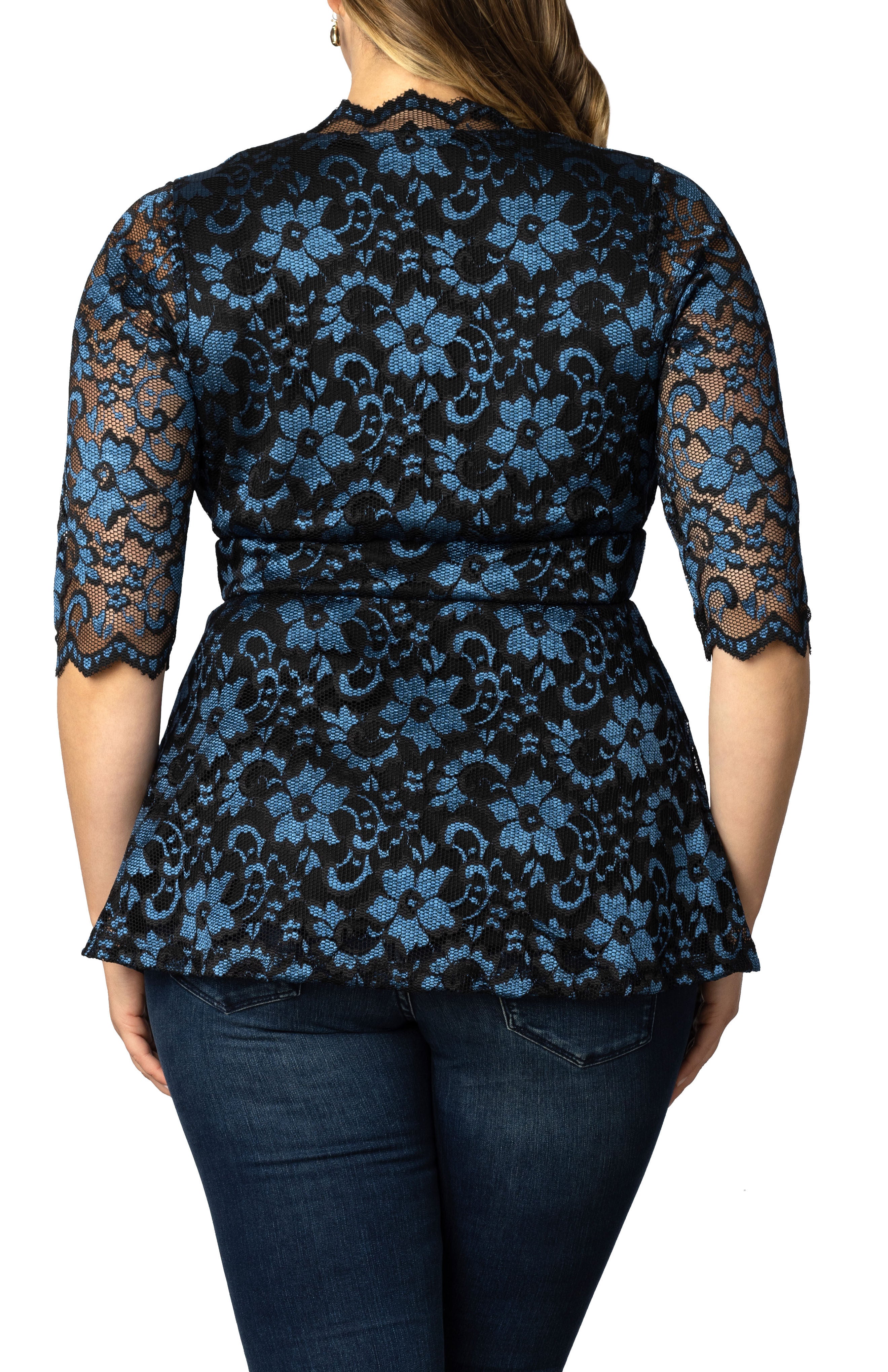LUXE LACE TOP, TWILIGHT NOIR / Dusty Blue, alternate image number 3