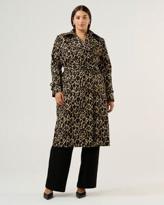 Shari Leopard Double Breasted Trench