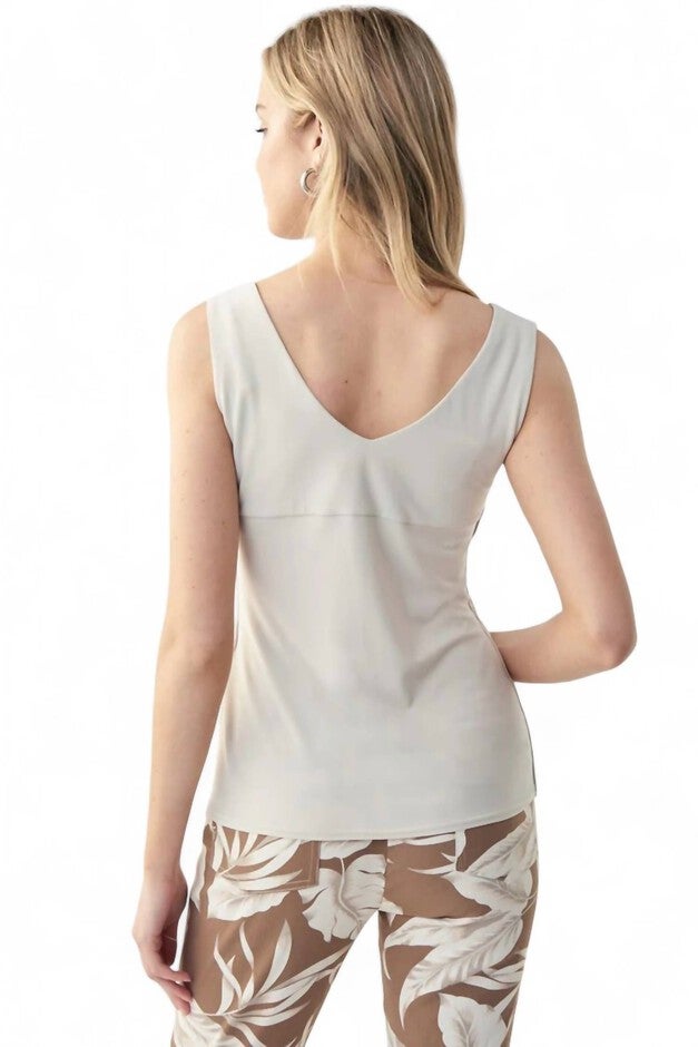 CLASSIC V-NECK CAMI TOP, Moonstone / Beige, alternate image number 1