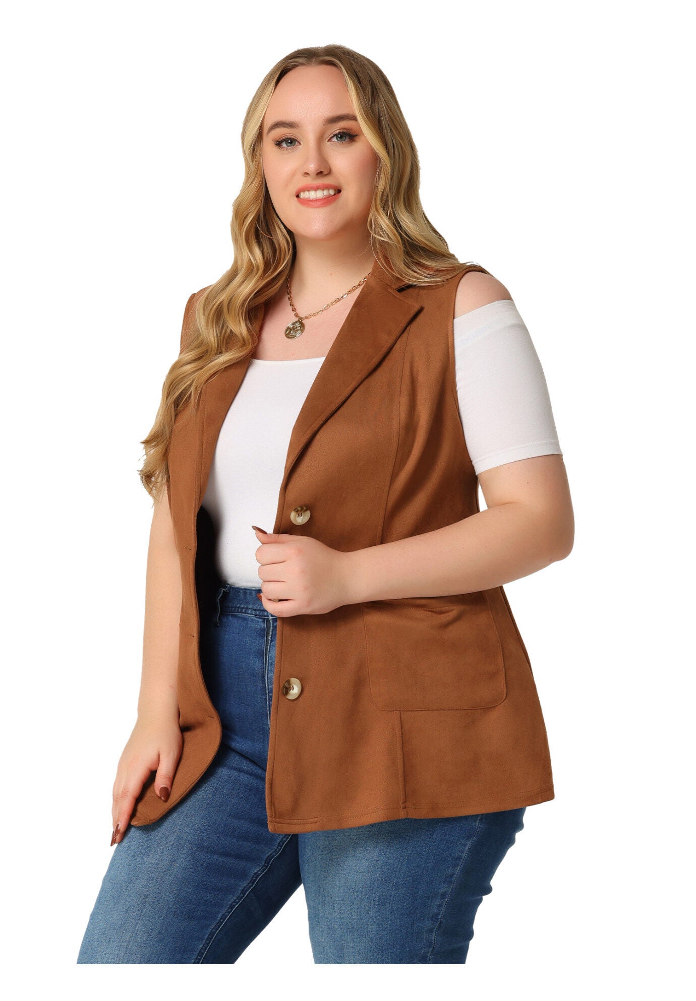 Lapel Suede Utility Vest, Dark Brown / Brown, hi-res image number 0